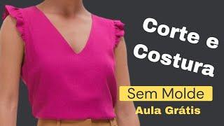 Corte e Costura Para Iniciantes! Blusa com Babado na Manga (sem molde).