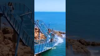 Glass bridge collapses badly into the sea #shorts