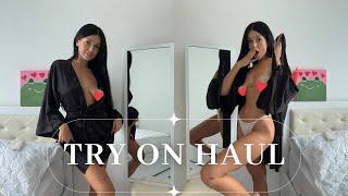 [4K] Try on Haul with Kerrisky | Transparent Black Dress | See Through | No Bra