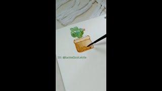 WATERCOLOR PAINTING : CACTUS #watercolor #painting #tutorial #shorts