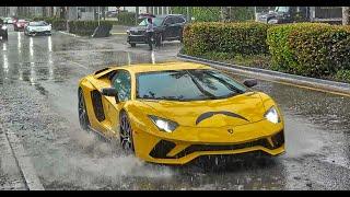 100+ LAMBORGHINI IN HEAVY RAIN - BULL RUN 2024 - Lamborghini MIAMI