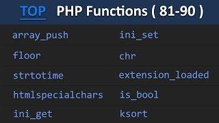 TOP 100 PHP Functions ( 81 - 90 ) | PHP Functions Tutorial