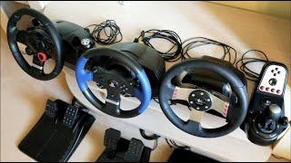 Logitech Driving Force GT / G27 / Thrustmaster T150 wheels visual comparison and Force Feedback Test