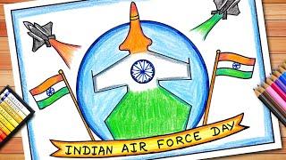 Indian Air Force Drawing | Indian Air Force Poster | Air Force Day Poster | Air Force Day Drawing