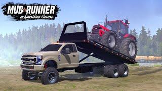 Spintires: MudRunner - 2021 F 350 Tow Truck Evacuates Tractor Case