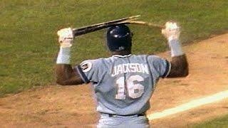 Bo Jackson Breaks A Bat Over His HeadMLB