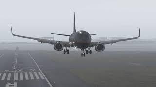 737 Rough Stormy Landing into Boston Logan International KBOS X Plane 11