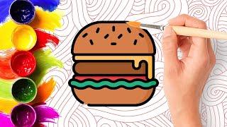 Как нарисовать гамбургер | How to draw a hamburger | Drawing a hamburger