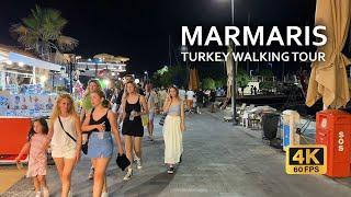 AFTER MIDNIGHT: Night walking tour in Marmaris, Turkey 4K 60 FPS | Marmaris old town night walk 2024