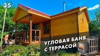 Русская баня под ключ в Самаре - обзор проекта 6 на 4 с террасой