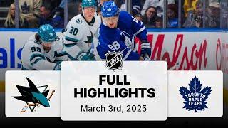 NHL Highlights | Sharks vs. Maple Leafs | March 03, 2025