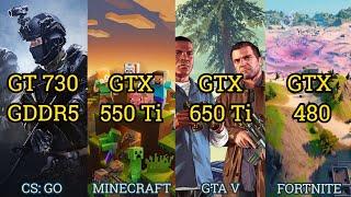 Geforce GT 730 vs GTX 550 Ti vs GTX 650 Ti vs GTX 480 = 4 GAMES 2021