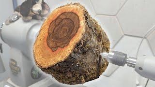 The Hidden Rose: Woodturning a Cracked Apple log