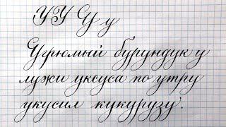 Как пишется строчная и прописная буква У каллиграфическим почерком. Handwritten letter Y.