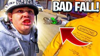 LITTLE BROTHER FALLS OFF HIS NEW DIRT BIKE BAD ! ( HOSPITAL ) | BRAAP VLOGS