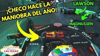 El Doble Sobrepaso de Checo Pérez a Lawson y Magnussen | Las Vegas 2024 |  Todas Las Cámaras