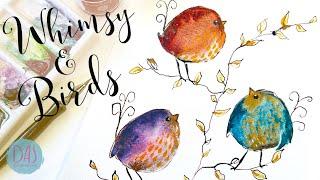 Whimsical Watercolor Birds for Beginners - Easy Tutorial to Master Wet in Wet and Pen and Ink