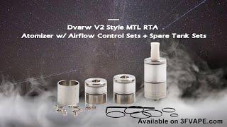 Dvarw V2 Style MTL RTA Atomizer with Airflow Control Sets + Spare Tank Sets