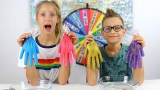 MYSTERY WHEEL OF SLIME GLOVES CHALLENGE!!!