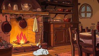 1920's cozy cottage with oldies playing in another room for relaxation (fireplace sounds)