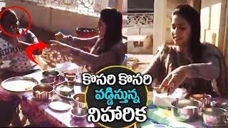 Niharika Serving Food | Niharika Konidela Serving Food To Happy Wedding Team Unit |