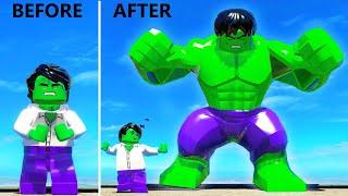 Transformation of Hulk into a GIANT LEGO HULK