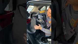 CoverDream Custom Black and grey PVC+Fabric Rear Seat Covers for Toyota RAV4 installation