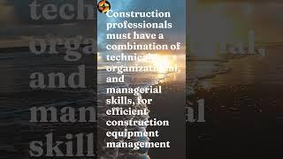 Construction Equipment Management I CONSTRUCTION PLANT & MACHINERY MANAGEMENT I EQUIPMENT MANAGEMENT