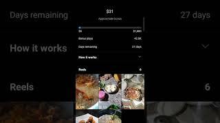 My 3 days Earning From Instagram Reel Bonuses  #shorts