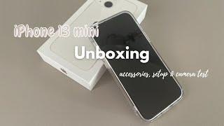 Unboxing iPhone 13 mini (starlight) ️ | cute setup + accessories + camera test | aesthetic