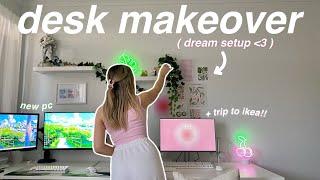 extreme DESK MAKEOVER  creating our dream gaming setup + ikea shop & haul *pinterest aesthetic fr*