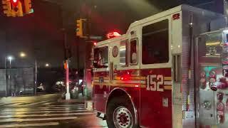 FDNY engine 152 responding to a transformer fire in rosebank in Staten Island nyc