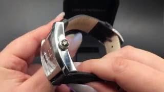 Chronos Watches Armani Square Black Leather Watch AR0180