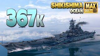 Battleship Shikishima: Big 367k damage on the open Ocean - World of Warships