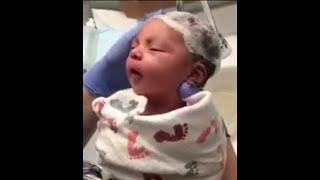 Newborn Baby Gets Hair Washed