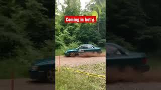 Rally car sliding through corner #impreza #motorsports #racing #subaru #rally #rallycar #wrc #baja