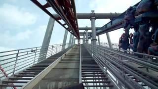 POV Dueling Dragons roller coaster ride front row seat, Universal Studios Orlando