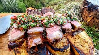 Juicy Steak Cooked on a Campfire | Wild Cuisine ASMR in the Forest