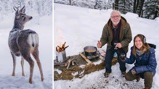 Desayuno MONTAÑÉS Canadiense  | Tormenta de NIEVE y un CIERVO Nos Visita! ️