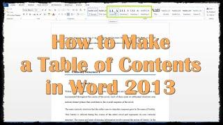 How to Make a Table of Contents in Word 2013