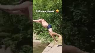 кабасик ныряет в воду с розгону