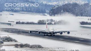 Snowy Planespotting ️️️ Zurich Airport #A340 #A380 #B737