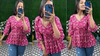 Trendy Summer Short Kurti Cutting And Stitching | stylish Summer top | Very Easy Method