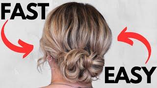 EASY messy bun hairstyle for medium length hair