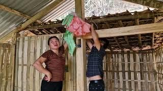 The engineer bought curtains for the girl's bed and stones to support the house's pillars.