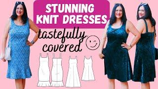 TASTEFULLY covered in this Bra friendly KNIT DRESS. Going places (Pattern Emporium).