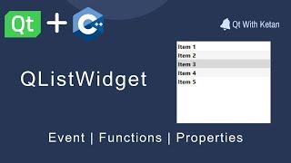 Qt QListWidget | Functions, Properties And Signal-Slots | Qt C++ | Qt Creator | Qt Tutorial