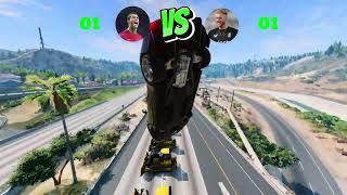 Cristiano Ronaldo vs Ben Stokes Car Jump Challenge | BeamNG Drive Gameplay