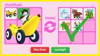 WHAT PEOPLE TRADE FOR BANANA CAR? (I ACCEPTED) Roblox Adopt Me