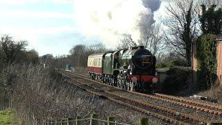 LMS 46100 Royal Scot Accelerates away from Carnforth 4th March 22 .